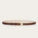 Thin belt with a buckle, brown lizard pattern